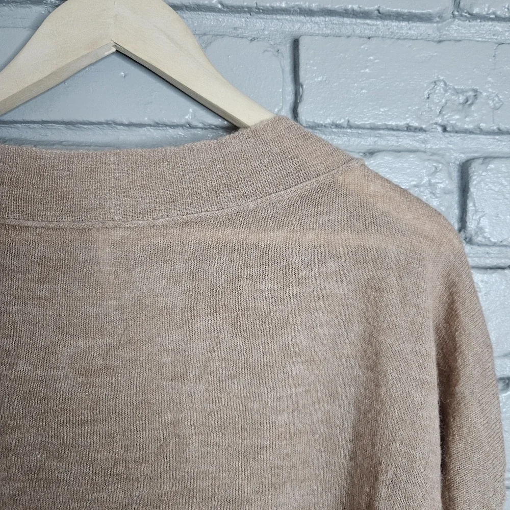 Free People Pointelle Sweater Beige Wool Blend Dolman Sleeve  S Cottagecore Boho